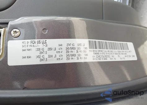 2018 Chrysler Pacifica Touring Plus z USA, uszkodzony, nr VIN 2C4RC1FGXJR357931